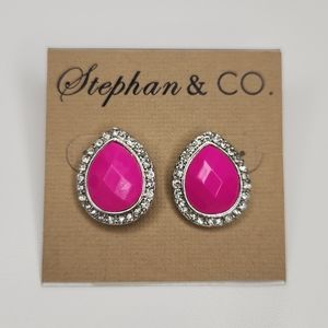 5 for $25! Stephan & Co. Pink Tear Drop Statement Stud Earrings